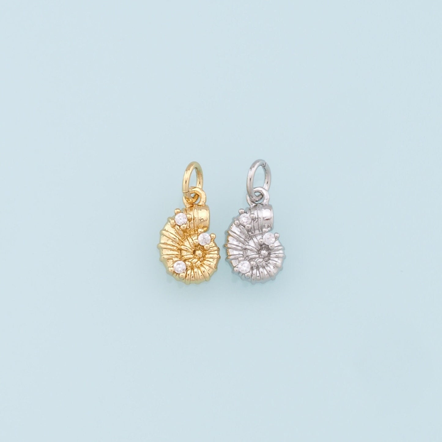 Gold Shell Charms,18K Gold Filled CZ Conch Shell Pendant,Ocean Charm Bracelet Necklace for DIY Jewelry Making Supply