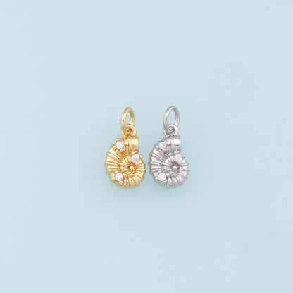 Gold Shell Charms,18K Gold Filled CZ Conch Shell Pendant,Ocean Charm Bracelet Necklace for DIY Jewelry Making Supply