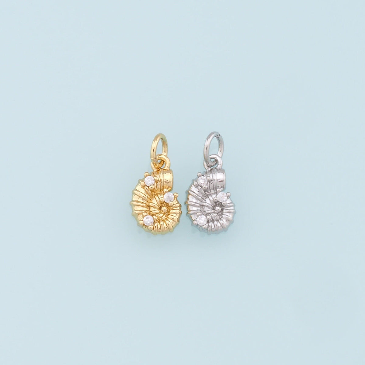 18K Gold Filled Shell CZ Charm Pendant for Jewelry Making