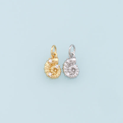 18K Gold Filled Shell CZ Charm Pendant for Jewelry Making