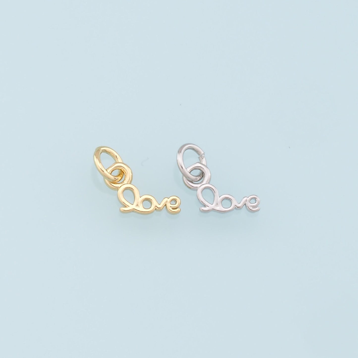 Gold Tiny letter Charms,18K Gold Filled Love Pendant,Love Charm Bracelet Necklace for DIY Jewelry Making Supply