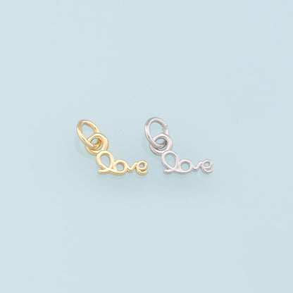 Gold Tiny letter Charms,18K Gold Filled Love Pendant,Love Charm Bracelet Necklace for DIY Jewelry Making Supply
