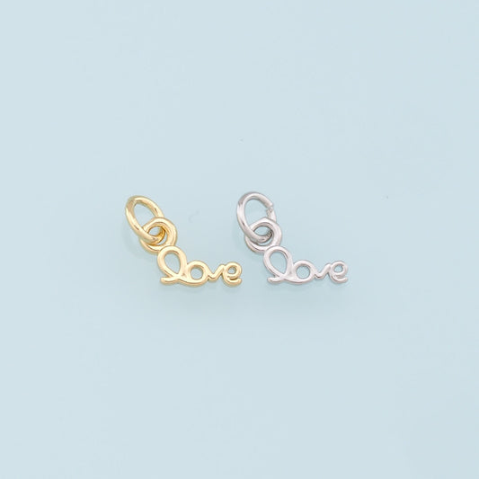 Gold Tiny letter Charms,18K Gold Filled Love Pendant,Love Charm Bracelet Necklace for DIY Jewelry Making Supply