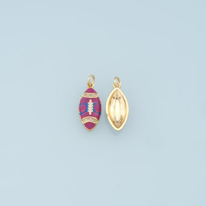 Gold Football Charms,18K Gold Filled Football Pendant,Enamel Football Charm Bracelet Necklace for DIY Jewelry Making Supply
