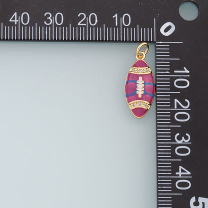 Gold Football Charms,18K Gold Filled Football Pendant,Enamel Football Charm Bracelet Necklace for DIY Jewelry Making Supply