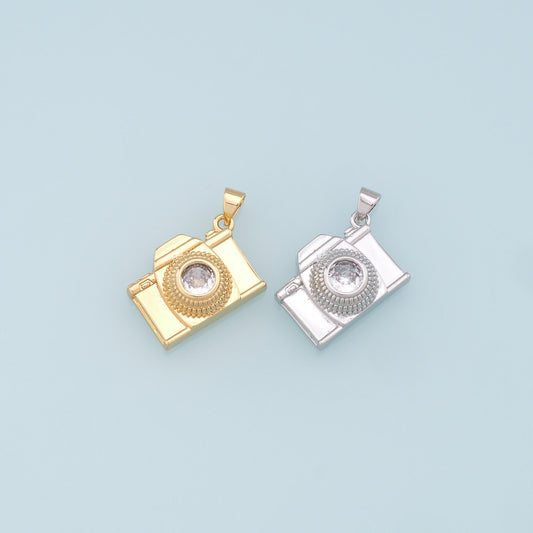 Gold Camera Charms,18K Gold Filled Camera Pendant,Camera Charm Bracelet Necklace for DIY Jewelry Making Supply