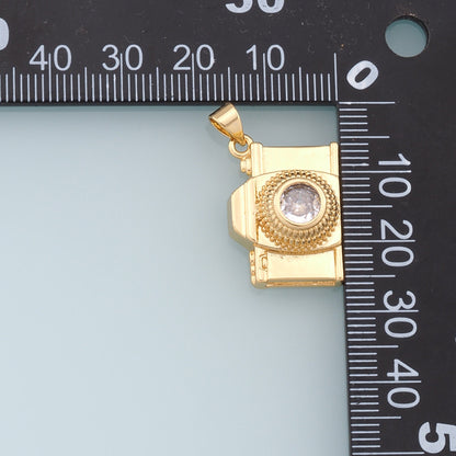 Gold Camera Charms,18K Gold Filled Camera Pendant,Camera Charm Bracelet Necklace for DIY Jewelry Making Supply