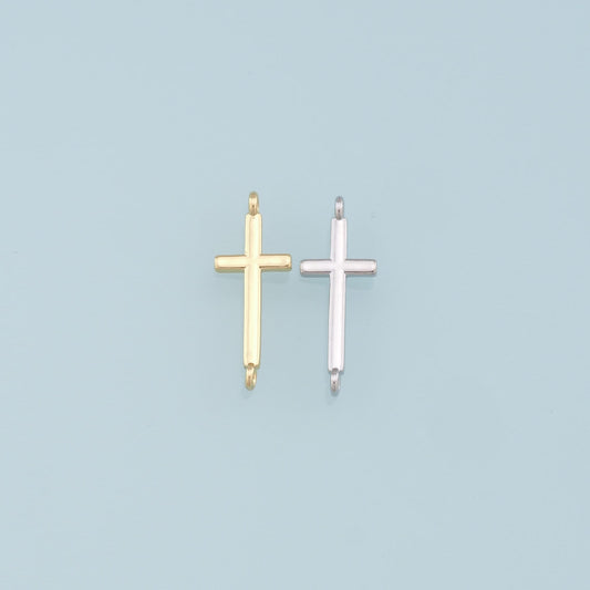 Gold Cross Connector Charms,18K Gold Filled Cross Pendant,Religion Charm Bracelet Necklace for DIY Jewelry Making Supply