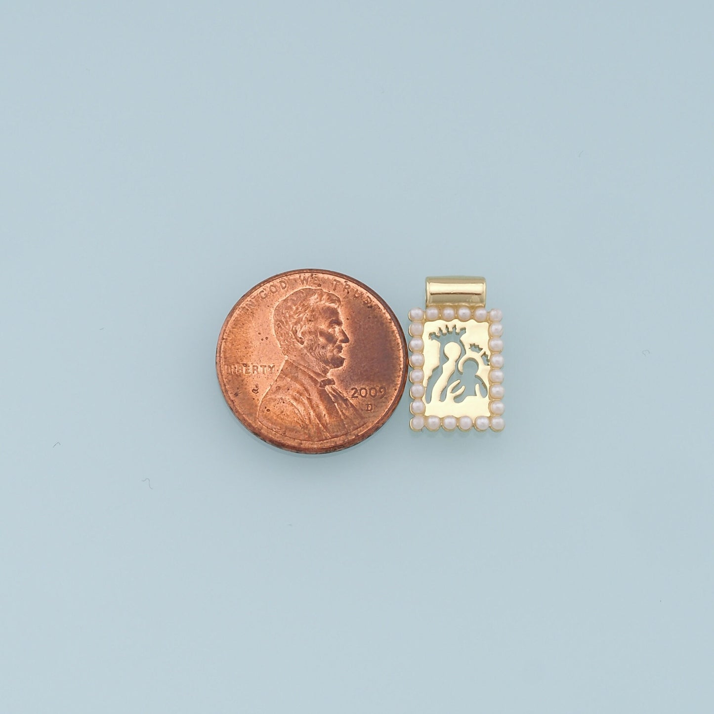Gold Our Lady of Guadalupe Charms,18K Gold Filled Pearl Virgin Mary Pendant Charm Bracelet Necklace for DIY Jewelry Making Supply