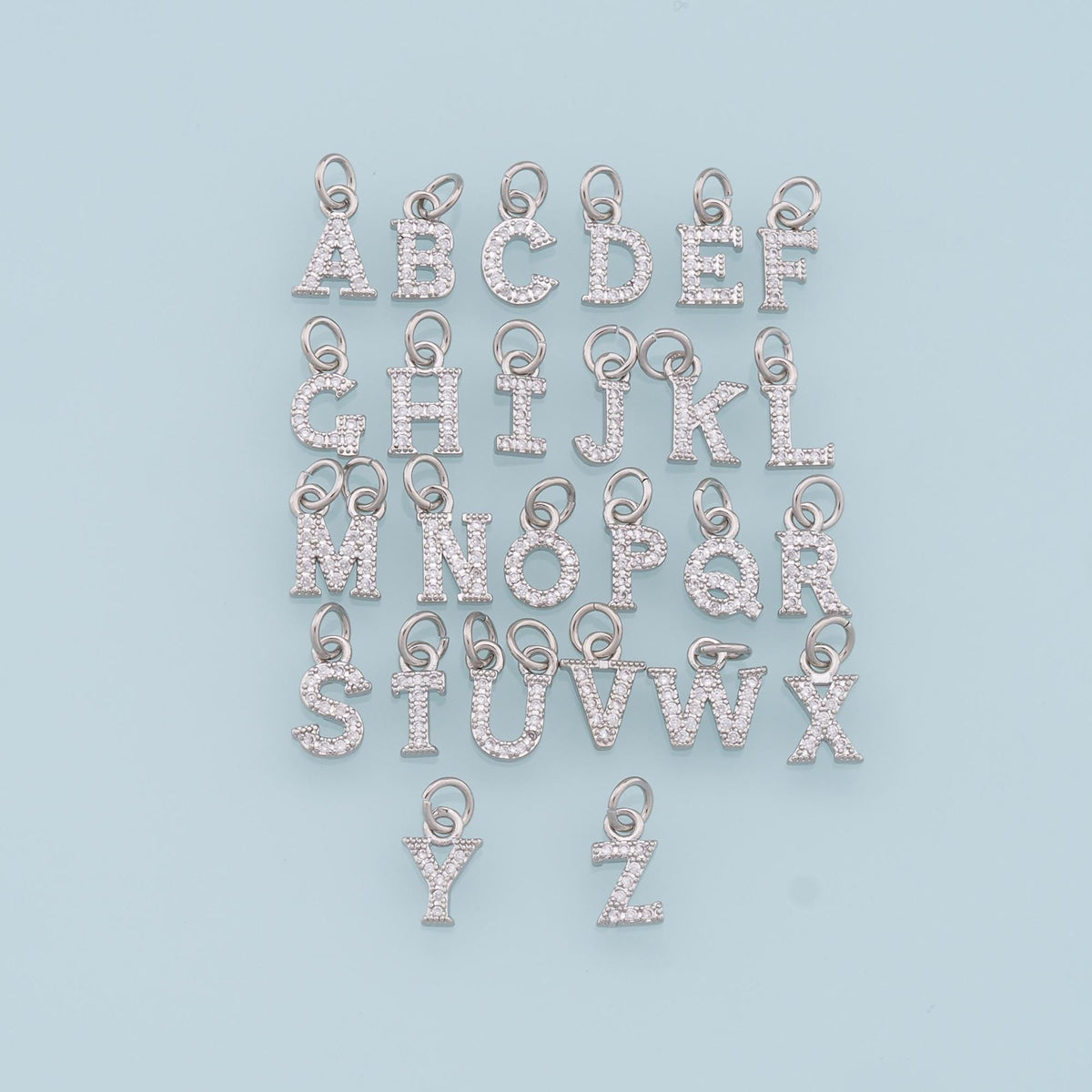 18K Gold Filled Cubic Zirconia Letter Charm Pendant for Jewelry Making