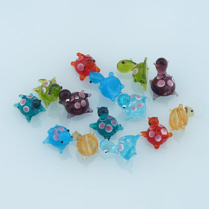 Mixed 5pcs Glass Turtle Beads,Ocean Bead,Lampwork Colorful Turtle Beads for DIY Jewelry Making Supply,Random Colors