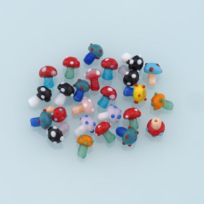 Mixed 25pcs Glass Mushroom Beads,Mushroom Bead,Lampwork Colorful Mushroom Beads for DIY Jewelry Making Supply,Random Colors