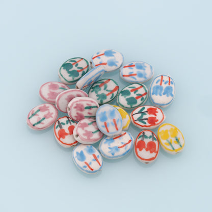 Mixed 20pcs Ceramic Flowers Beads,Flowers Bead,Colorful Flowers Beads for DIY Jewelry Making Supply,Random Colors