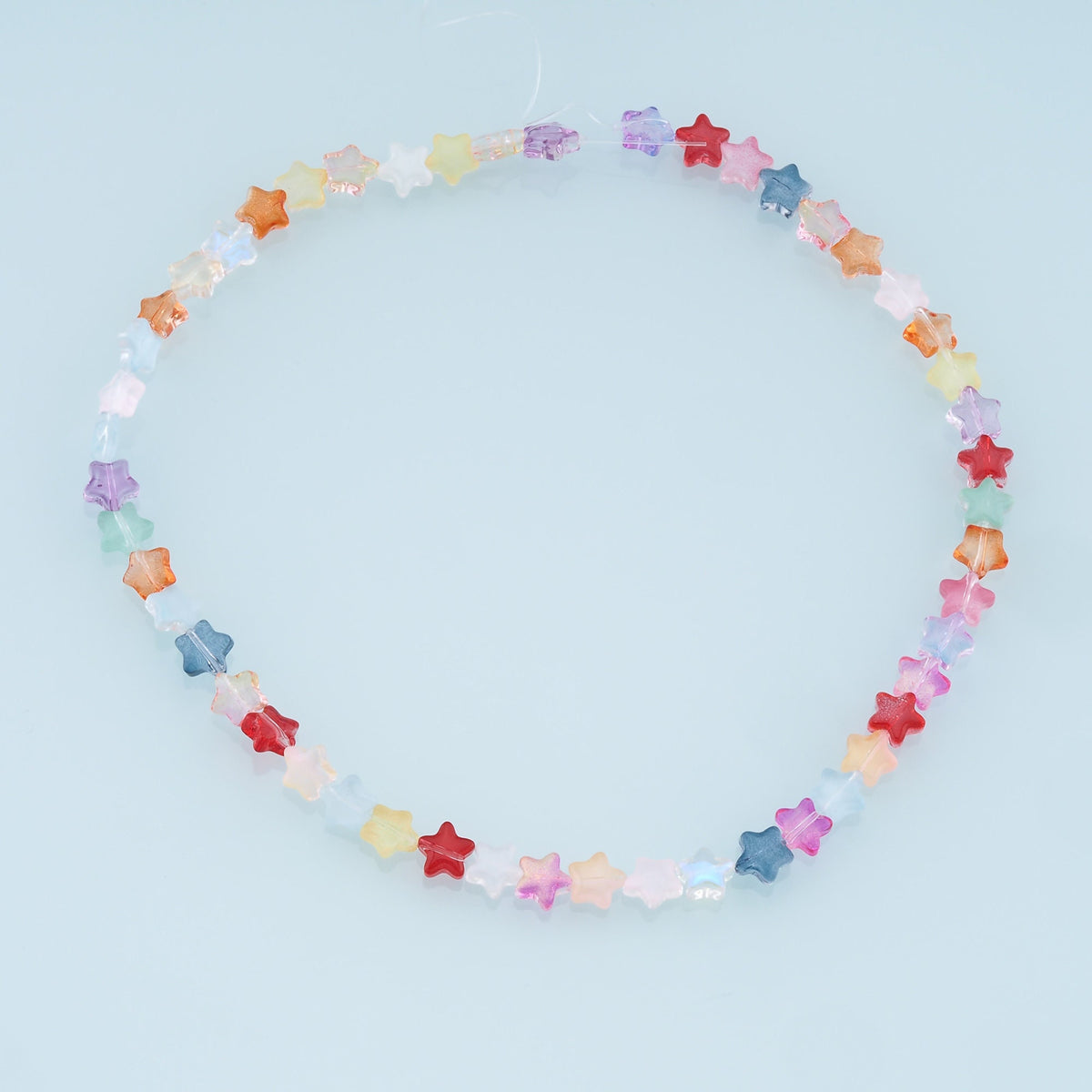 Mixed 50pcs Glass Star Beads,Shiny Star Bead,Lampwork Colorful Star Beads for DIY Jewelry Making Supply,Random Colors 8mm