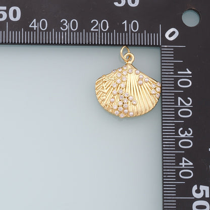 18K Gold Filled Shell CZ Charm Pendant for Jewelry Making