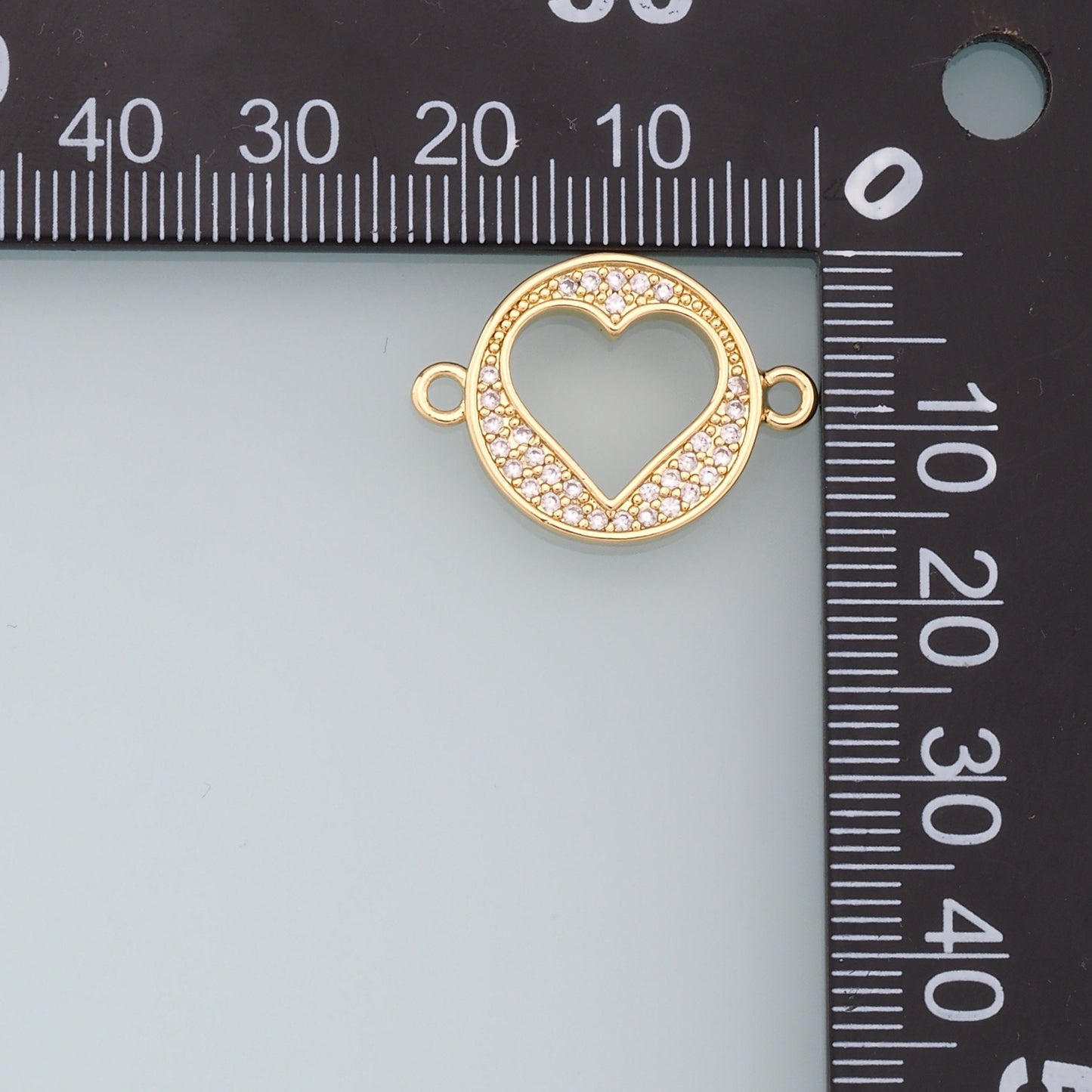 Gold Heart Connector Charms,18K Gold Filled Heart Pendant,CZ Micro Pave Heart Charm Bracelet Necklace for DIY Jewelry Making Supply
