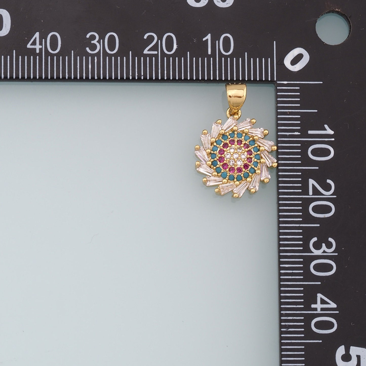 Gold Evil Eye Sun Charms,18K Gold Filled Sun Pendant,CZ Micro Pave Evil Eye Charm Bracelet Necklace for DIY Jewelry Making Supply