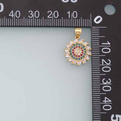 Gold Evil Eye Sun Charms,18K Gold Filled Sun Pendant,CZ Micro Pave Evil Eye Charm Bracelet Necklace for DIY Jewelry Making Supply