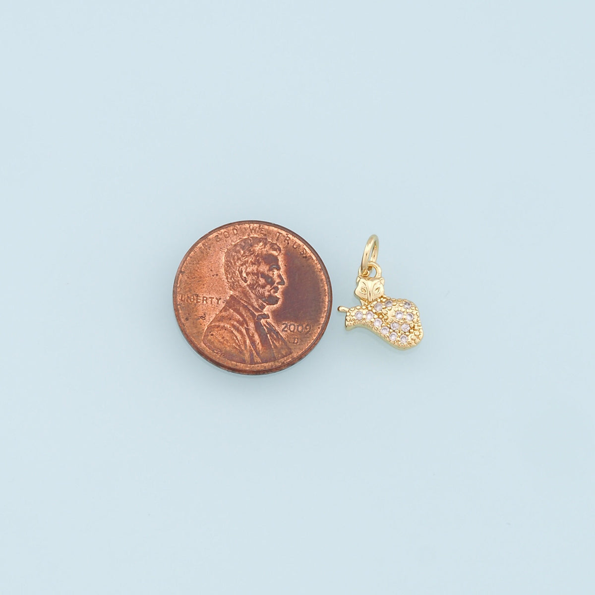 18K Gold Filled Fox Pendant,CZ Micro Pave Fox Charm Bracelet Necklace for DIY Jewelry Making Supply