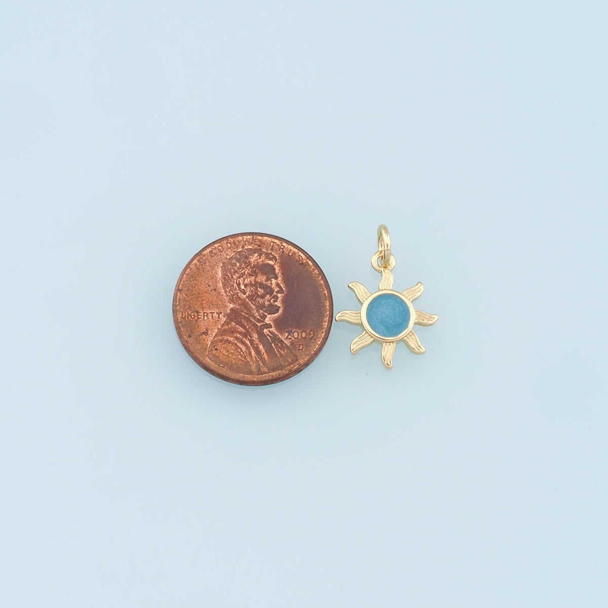 18K Gold Filled Sun Enamel Charm Pendant for Jewelry Making