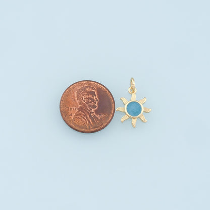 18K Gold Filled Sun Enamel Charm Pendant for Jewelry Making