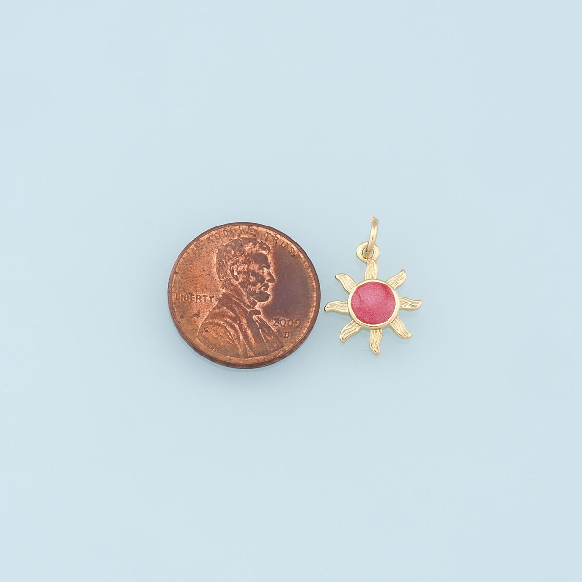18K Gold Filled Sun Enamel Charm Pendant for Jewelry Making