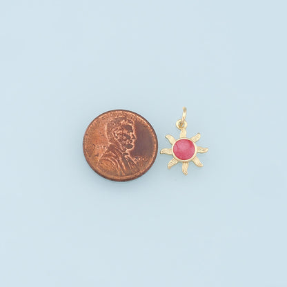 18K Gold Filled Sun Enamel Charm Pendant for Jewelry Making