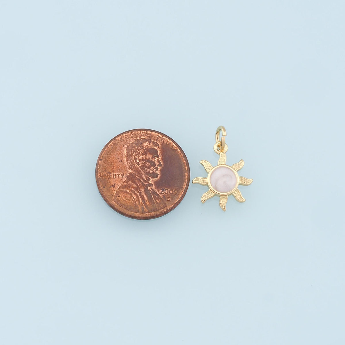 18K Gold Filled Sun Enamel Charm Pendant for Jewelry Making