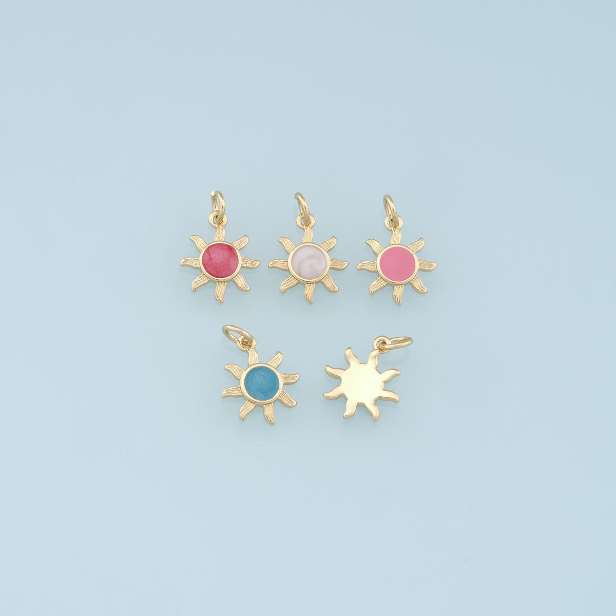 18K Gold Filled Sun Enamel Charm Pendant for Jewelry Making