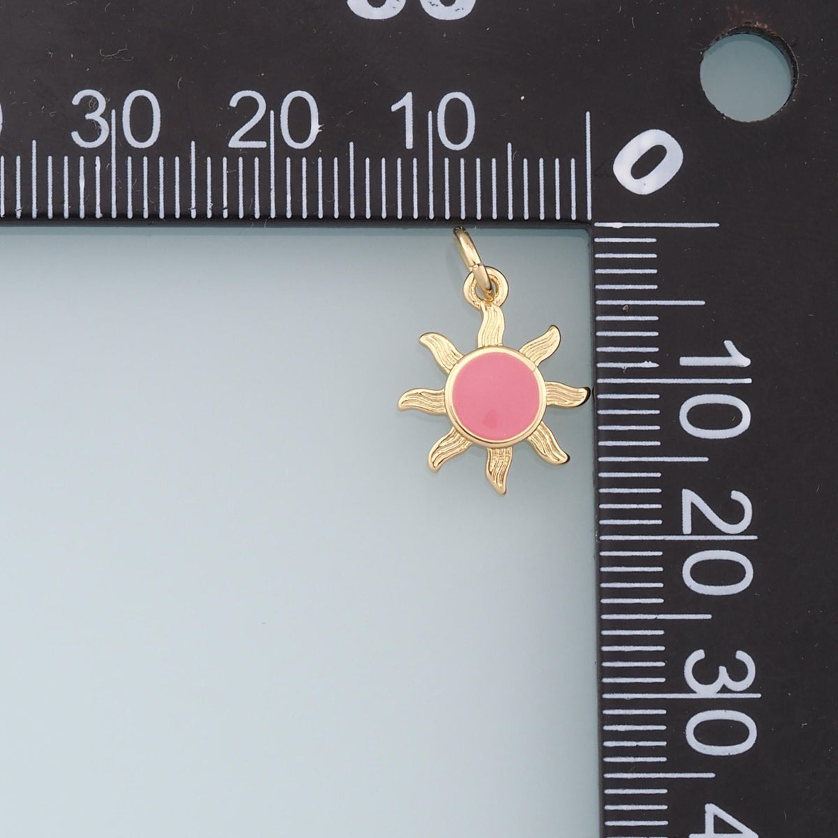18K Gold Filled Sun Enamel Charm Pendant for Jewelry Making