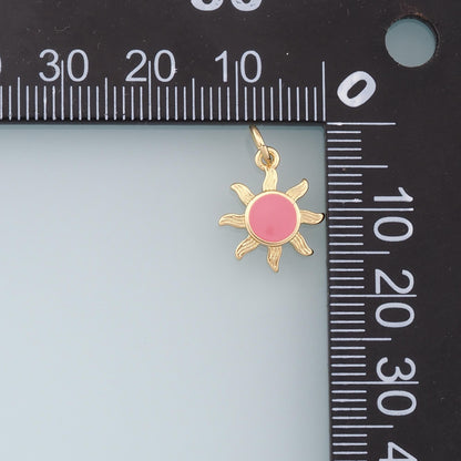 18K Gold Filled Sun Enamel Charm Pendant for Jewelry Making