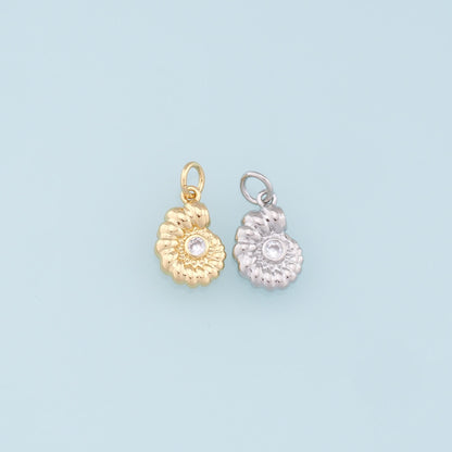Gold Shell Charms,18K Gold Filled CZ Conch Shell Pendant,Ocean Charm Bracelet Necklace for DIY Jewelry Making Supply