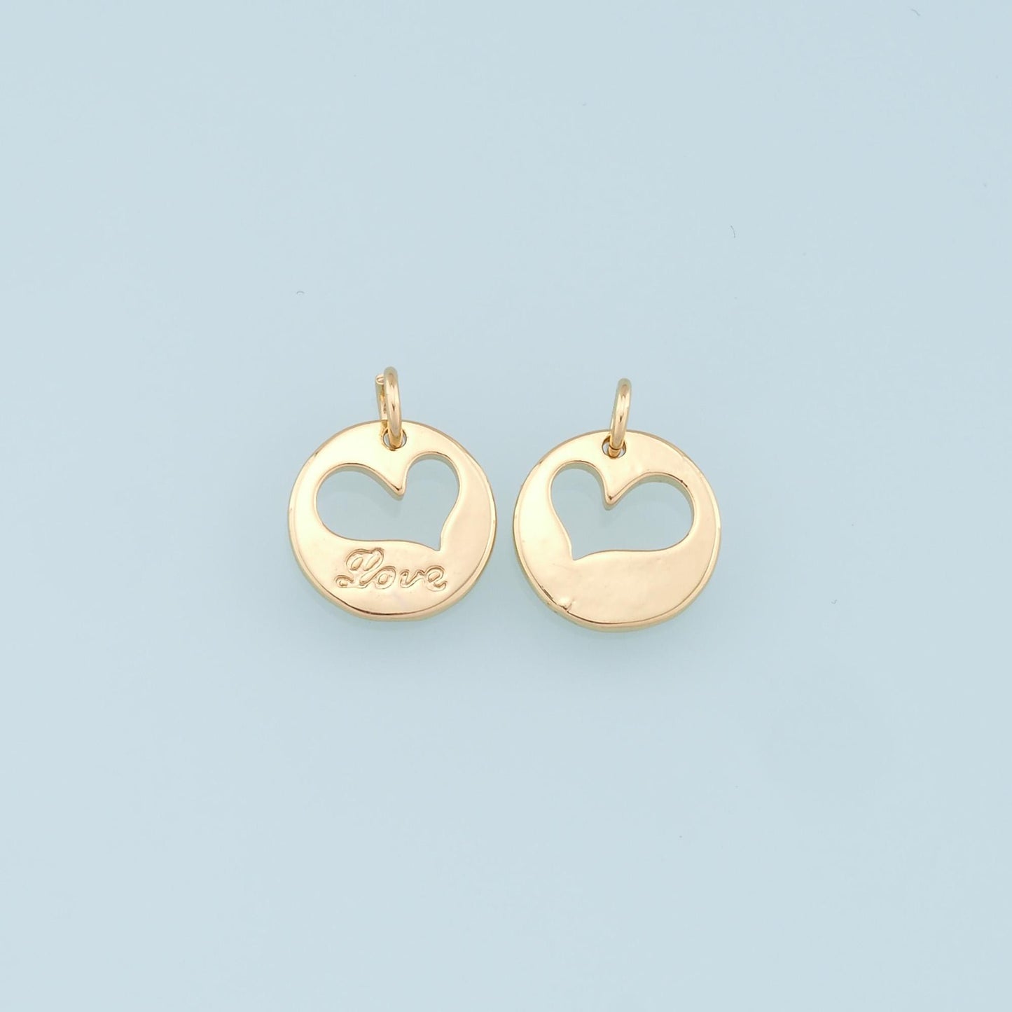 Gold Heart Charms,18K Gold Filled Love Pendant,Heart Charm Bracelet Necklace for DIY Jewelry Making Supply