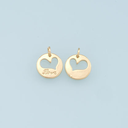 Gold Heart Charms,18K Gold Filled Love Pendant,Heart Charm Bracelet Necklace for DIY Jewelry Making Supply