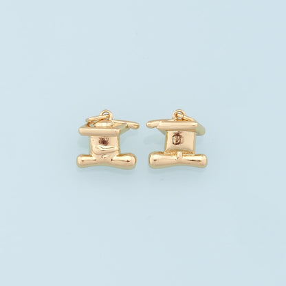 Gold Hat Charms,18K Gold Filled Hat Pendant Charm Bracelet Necklace for DIY Jewelry Making Supply