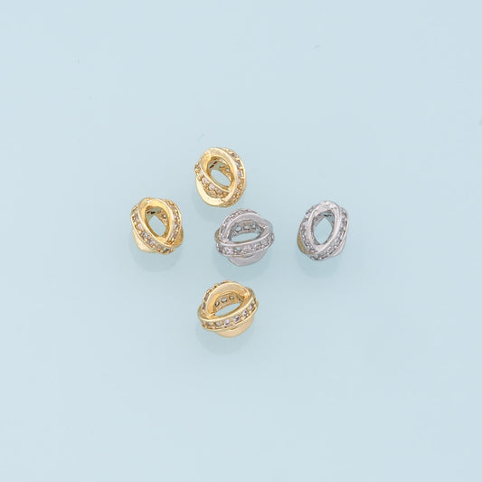 Gold Round Charms,18K Gold Filled Spherical Pendant,CZ Round Charm Bracelet Necklace for DIY Jewelry Making Supply