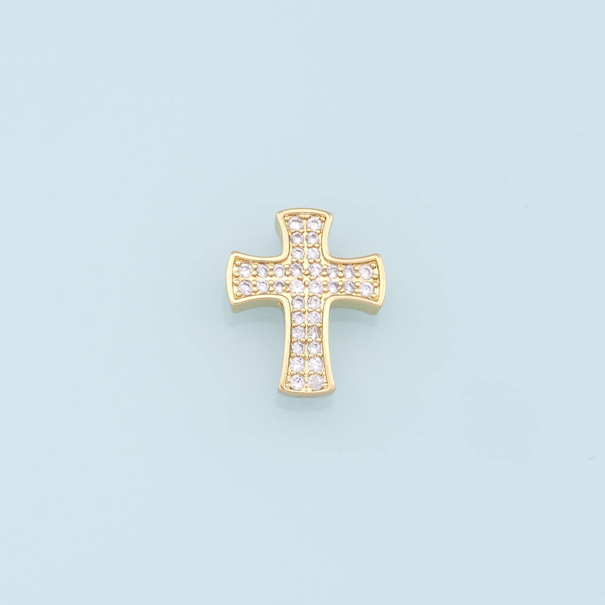 18K Gold Filled Cubic Zirconia Cross Charm Pendant for Jewelry Making