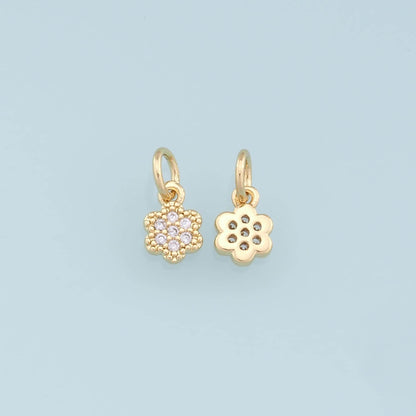 Gold Tiny Flower Charms,18K Gold Filled Flower Pendant,CZ Micro Pave Flower Charm Bracelet Necklace for DIY Jewelry Making Supply
