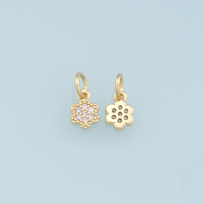 18K Gold Filled Flower CZ Charm Pendant for Jewelry Making