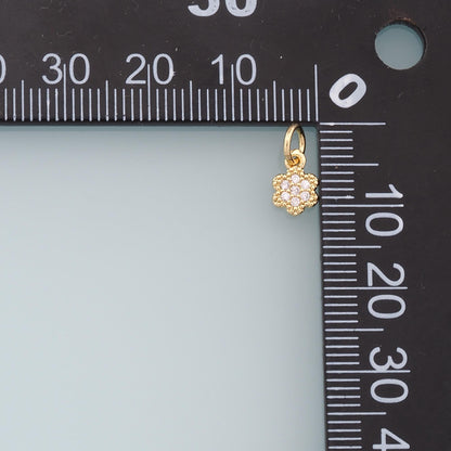 Gold Tiny Flower Charms,18K Gold Filled Flower Pendant,CZ Micro Pave Flower Charm Bracelet Necklace for DIY Jewelry Making Su