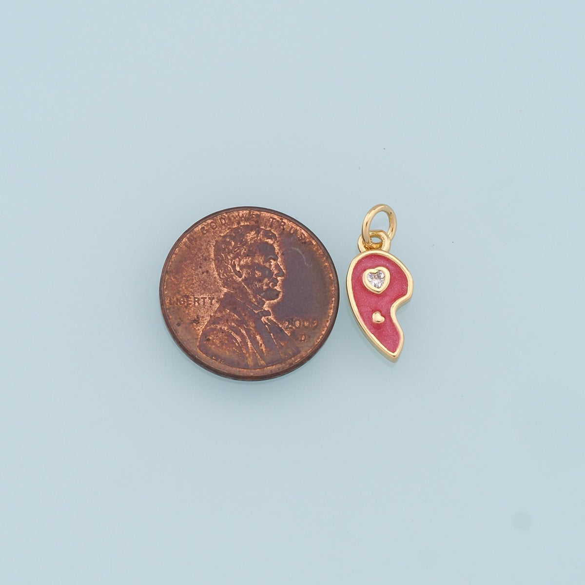 18K Gold Filled Heart Enamel Charm Pendant for Jewelry Making