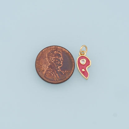 18K Gold Filled Heart Enamel Charm Pendant for Jewelry Making