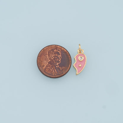 18K Gold Filled Heart Enamel Charm Pendant for Jewelry Making