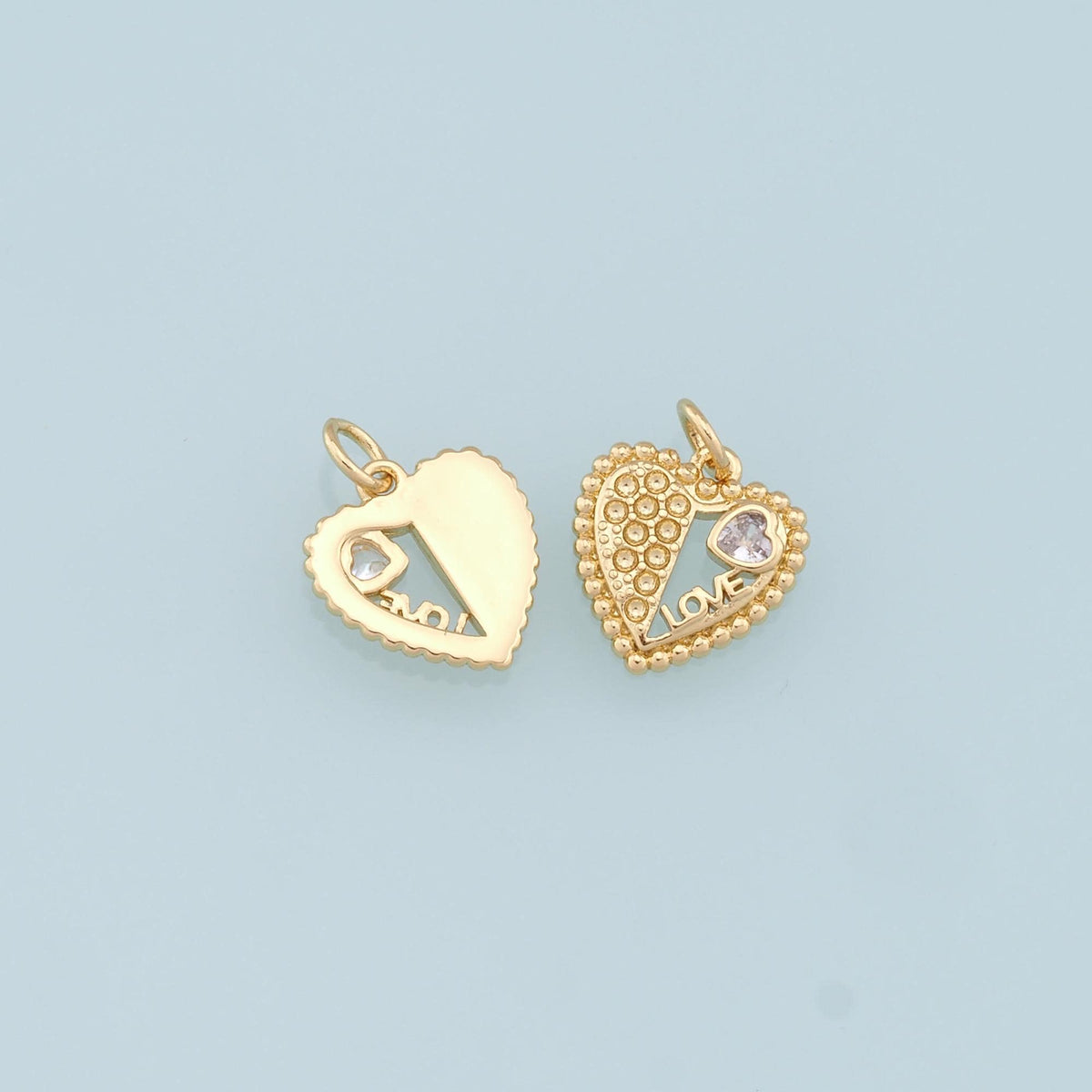 Gold Heart Charms,18K Gold Filled Heart Pendant,Heart Charm Bracelet Necklace for DIY Jewelry Making Supply