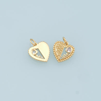Gold Heart Charms,18K Gold Filled Heart Pendant,Heart Charm Bracelet Necklace for DIY Jewelry Making Supply
