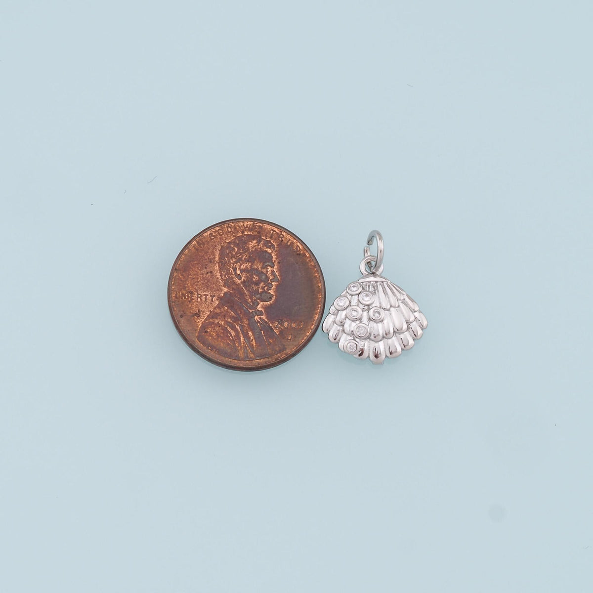 18K Gold Filled Shell CZ Charm Pendant for Jewelry Making