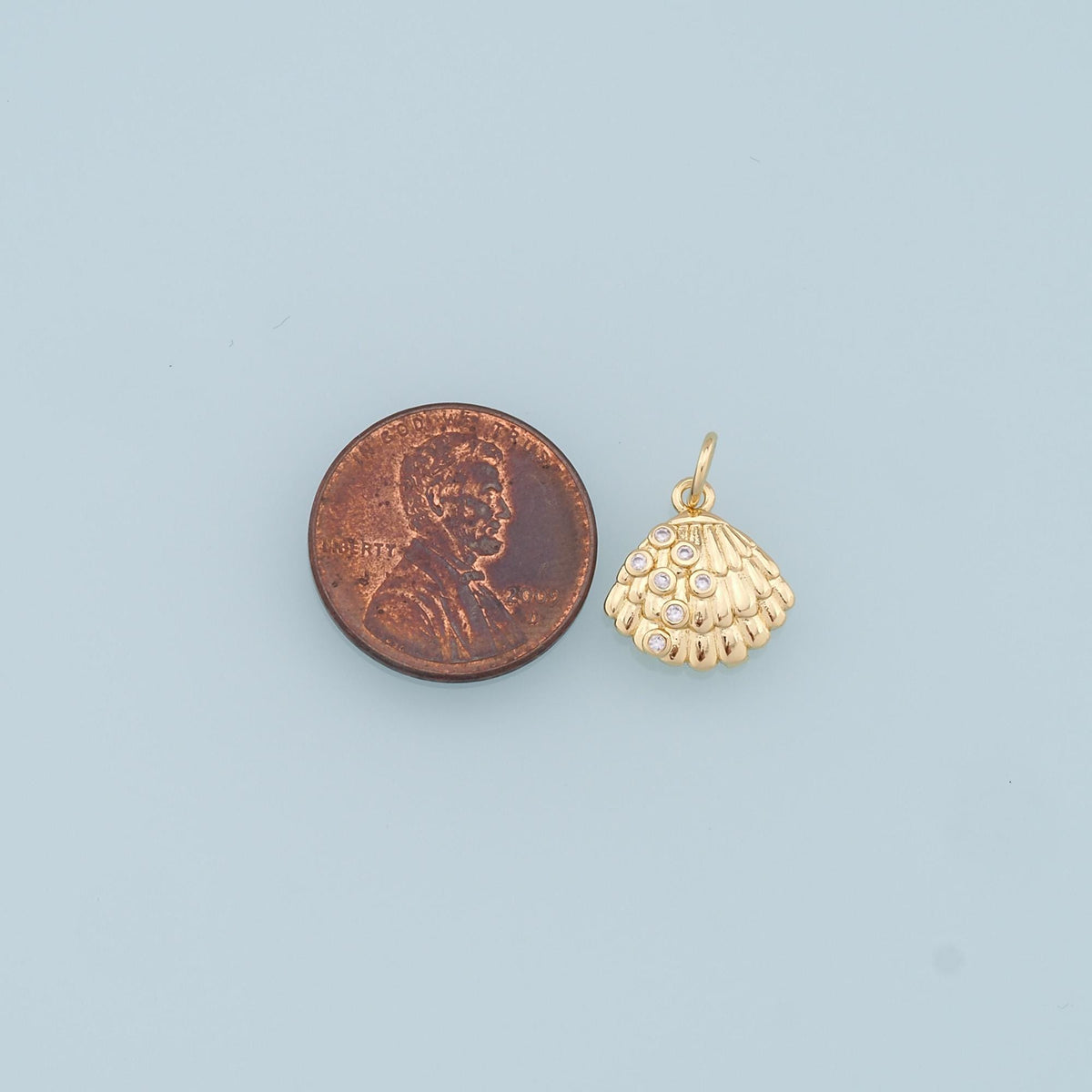 18K Gold Filled Shell CZ Charm Pendant for Jewelry Making