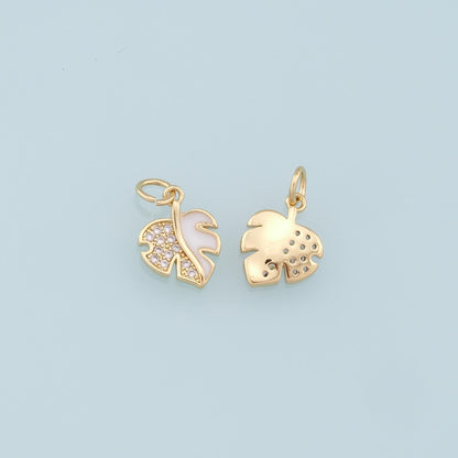 Gold Leaf Charms,18K Gold Filled Leaf Pendant,Enamel Leaf Charm Bracelet Necklace for DIY Jewelry Making Supply