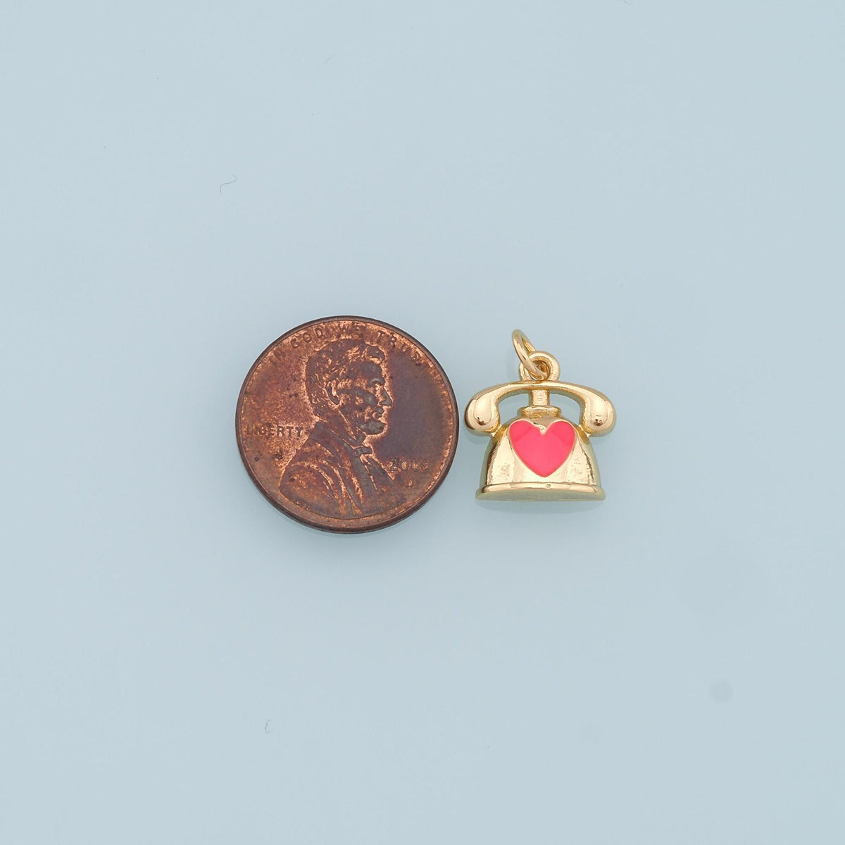 Gold Telephone Charms,18K Gold Filled Telephone Pendant,Enamel Telephone Charm Bracelet Necklace for DIY Jewelry Making Suppl