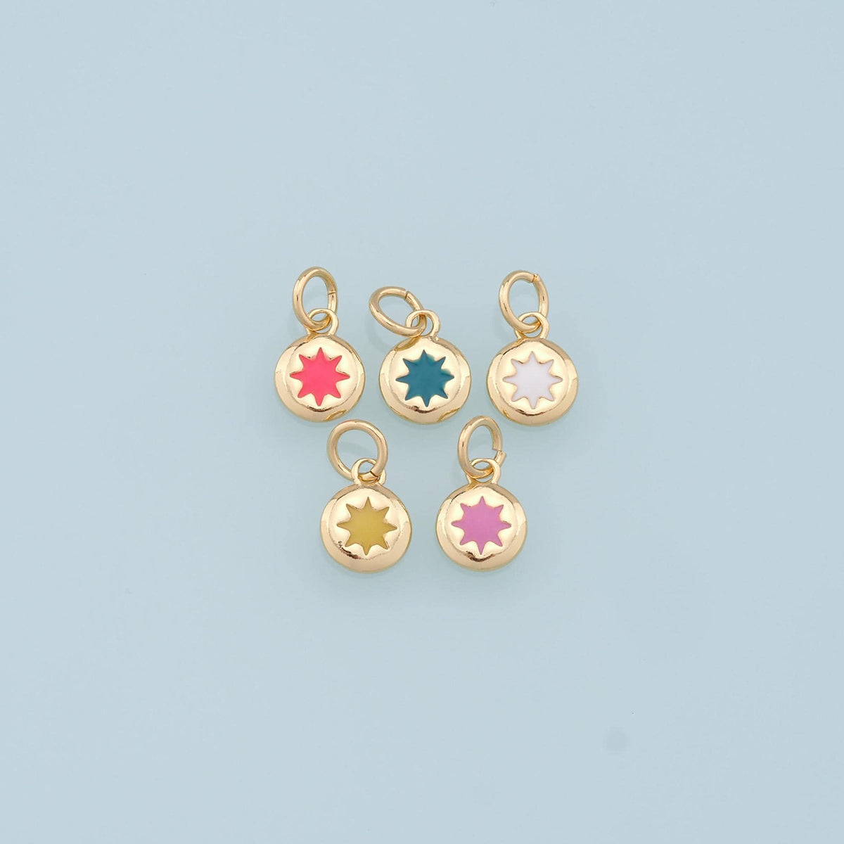 Gold Tiny Star Charms,18K Gold Filled Starburst Pendant,Enamel North Star Charm Bracelet Necklace for DIY Jewelry Making Supp